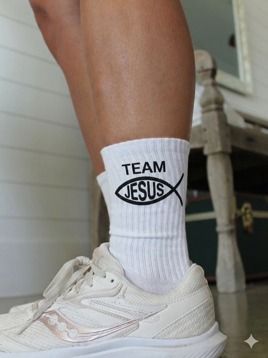 Medias "Team Jesus" Crew - Edición Signature Blanca